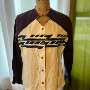 Vintage Roper Purple and Cream Button Down Shirt Size Medium